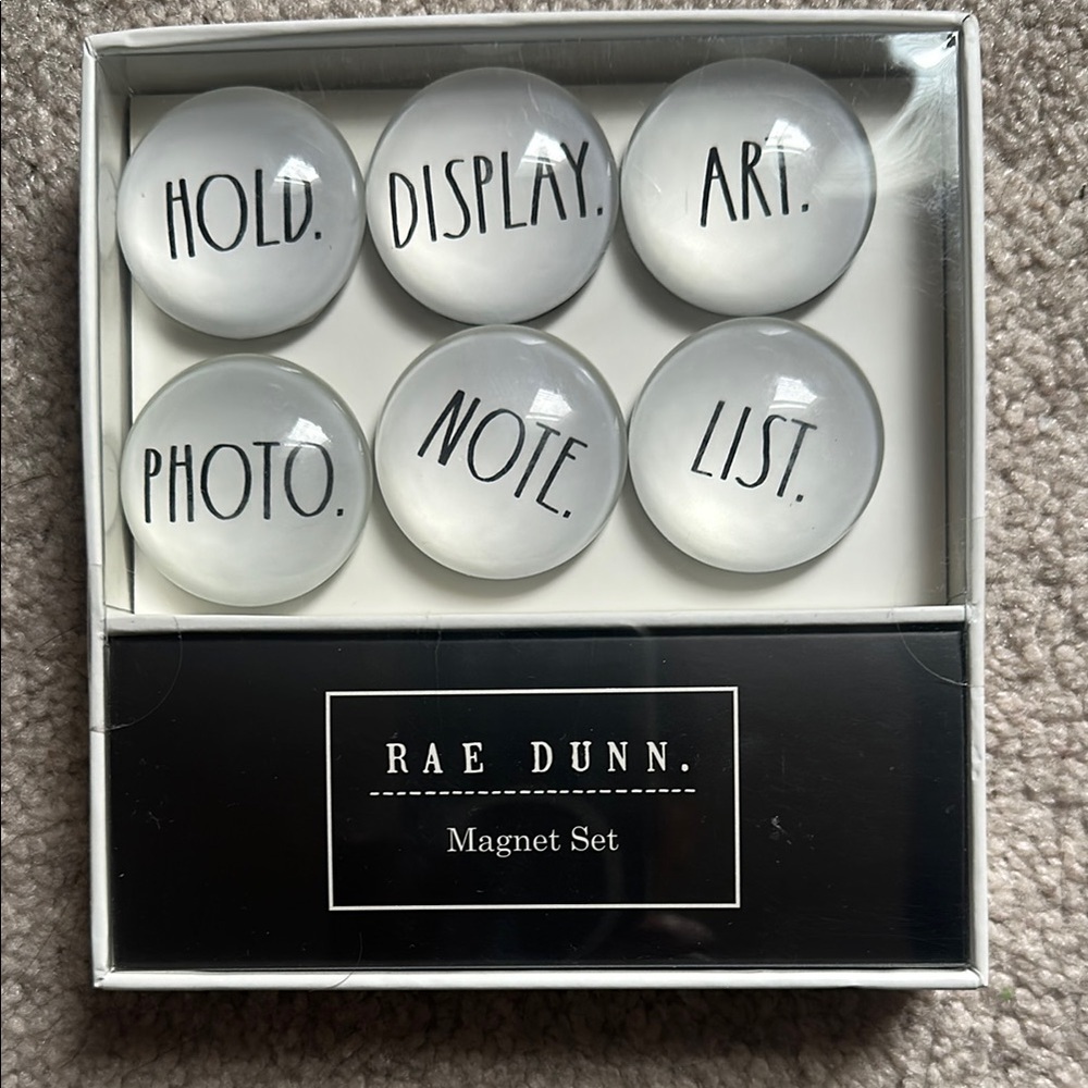 Rae Dunn White Magnet Set with Text - new in box